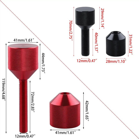 Heavy Duty 4 Pcs Aluminum Flange Two Hole Alignment Dots Plus 1-1/8 Inch Pins And 1-5/8 Inch Detachable Double Hole Bolts showing red and black alignment pins.