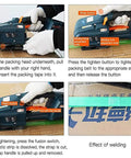 Ready To Roll Cordless Automatic Strapping Machine Handheld Battery Powered Welding Banding Tool demonstrated on cardboard