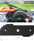 Two Pack EB 007 Seven And A Half Inch Edge Hog Built Tough Edger Replacement Blade For Black And Decker 2 In 1 LE750 LE710 LE760 EH1000 With Four Wear Indicators shown next to edger.