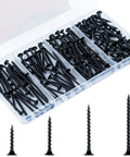 Drywall And Wood Screws 165 Piece Assortment Kit Size 6 Black Coarse Thread With Phillips Bugle Head 1 Inch To 2 Inch Lengths