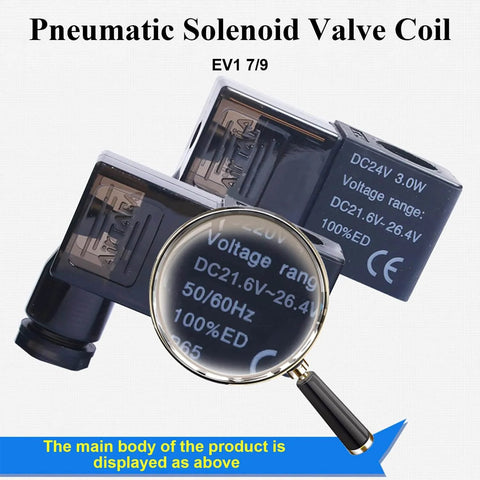 Close-up of 2 Pack DC 24V Pneumatic Solenoid Valve Coil Replacement For Electric Solenoid Air Valve Copper Coil Plug Connector