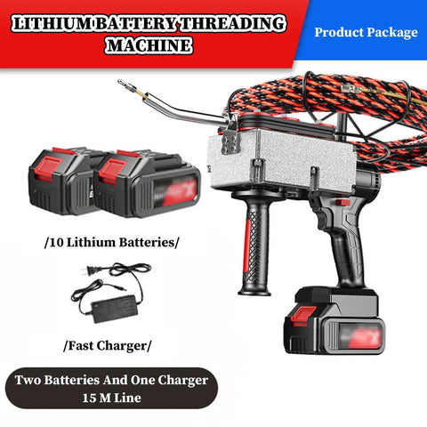 Cordless Lithium Wire Puller Wall Threading Machine With Variable Speed For Electricians And Plumbers 15 Meter Cable Stringing Rig with batteries and charger.