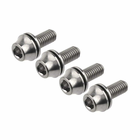Titanium M5x12mm Bottle Cage Bolts With Washers, Grade 5 6Al-4V Bike Water Bottle Holder Hardware, Lightweight Hex Head, Set of 4