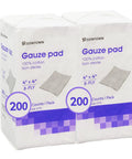 4x4 Inch Gauze Pads 8-Ply 100% Cotton Non-Sterile, image of product pack with 200 count each