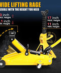 Two Ton Floor Jack With Jack Stands Set, Heavy Duty Hydraulic Trolley Car Jack For Auto Repair, shown with height adjustments and casters
