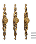 Vintage Style Cabinet Knobs and Pulls 3 Piece Set Zinc Alloy Yellow Bronze Back Plate Pull Handles with Screws Displayed