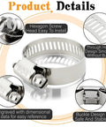 Close-up of stainless steel clip from Plumbing Hose Clamp Kit With Stainless Steel Clips And Metal Strap, Heavy Duty 185-Piece Set