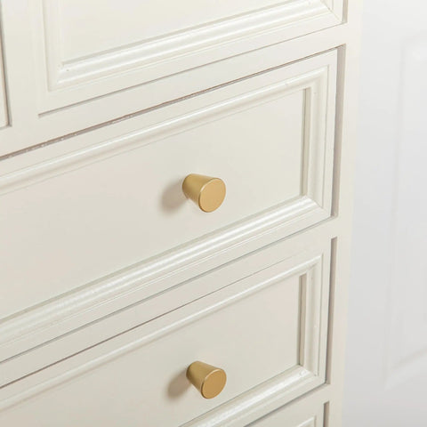 Gold Dresser Knobs Set Of 10 Small Gold Drawer Knobs For Cabinets And Furniture Easy Install With Included Screws One Inch And One And Three Quarter Inch Sleek Modern Hardware Upgrade For Dressers Cabinets Chests And Nightstands on white dresser
