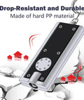 Mini LED Keychain Flashlight Pack Of 8 Tiny Pocket Light 12 Lumen Bright On The Go Featherlight, showing durability and PP material.