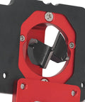 Heavy Duty Door Hinge Jig Kit With Aluminum Alloy Base And Steel Guide Bushing For Router Mortising 35Mm Drill Bit Depth Adjust Screws Perfect Cabinet Maker Tool, close-up of red aluminum base