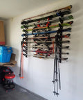 Beastly Heavy Duty Horizontal Ski Rack Wall Mount for Garage Storage Keeps Skis Poles and Snowboards Off the Floor Holds 3 Pairs