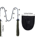 Pocket Chainsaw With Paracord Handle Folding Chain Saw For Camping Hiking Hunting Emergency Outdoor Survival Gear 24 Inch Long 11 Teeth Army Green Compact Durable All Weather Ready For Tough Outdoor Jobs Go To Tool shown with handles and sheath