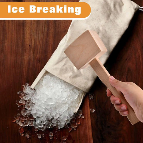 9.5 Inch Beech Wood Mallet For Do It Yourself Woodworking And Leather Craft Projects, breaking ice on wooden surface