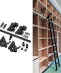 Sliding Ladder Hardware Kit With Brake Wheels, 3.3Ft To 24Ft Adjustable Track System, 10Ft track included, carbon steel construction
