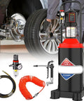 Premium 80 To 1 Pneumatic Grease Pump 40 Liter Tank Air Powered Grease Gun Dispenser with accessories in workshop.