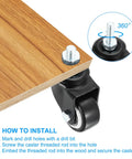 Installation guide for 1.5 Inch Stem Casters 4 Pack Pu Swivel Wheels With M10 Threaded Stems And 360 Degree Rotation heavy duty rolling cart casters.