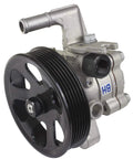 Direct Fit Power Steering Pump Serving Straight Outta Factory Pressure And Tight Steering Control For Smooth Street Cruising With Absolutely Zero Installation Drama, black pulley, silver housing.