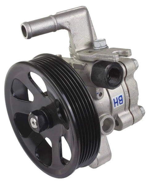 Direct Fit Power Steering Pump Serving Straight Outta Factory Pressure And Tight Steering Control For Smooth Street Cruising With Absolutely Zero Installation Drama, black pulley, silver housing.