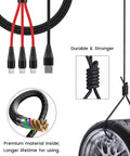3 In 1 3A Fast Charging Usb C Cable For Drone Remotes And FPV Gear 4Ft Splitter Cable showing nylon braided durability