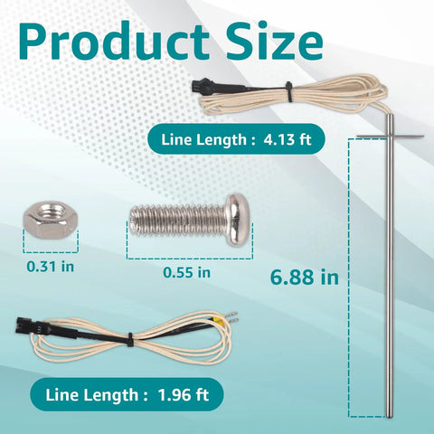 Pro Grade Precision RTD Temperature Probe Sensor For Z-Grill 700 Series Pellet Grills Replacement ZG-RTD-2 Fits 700C 700D6 7002B 7002E 700D 700E Restores Accurate Temperature Control And Keeps Your Grill On Point. stainless steel probe with 4.13 ft line and mounting screws