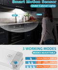 Motion Sensor Cabinet Light With 30 LED Dimmer Under Counter Closet Lighting Battery Powered Wireless USB Magnetic Night Lights For Kitchen Wardrobe Closet Cupboard 3 Pack demonstrating motion detection feature