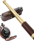 Old School Retro Pirate Spyglass 25x30 Portable Collapsible Telescope Handheld Monocular With Compass Vintage Style For Camping Hunting Boating Gifts And Outdoor Adventure, with case