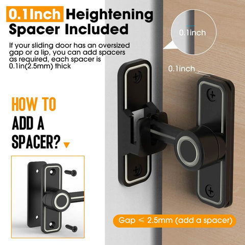 Keyless Entry Sliding Barn Door Lock Kit 2 In 1 With 90 Degree And 180 Degree Latches Flip Gate Door Hardware Luminous Black