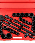 3/4 Inch Drive Jumbo Master Impact Socket Set With SAE And Metric Shallow Sockets, SAE 7/8 To 2 Inch And Metric 26 To 38 Mm