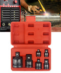 Heavy Duty 6 Piece Impact Socket Adapter Kit Set With Carrying Case For Reliable Driver Wrench Size Conversion Reducer Tools Perfect For Home Garage Or Shop Projects, red case open