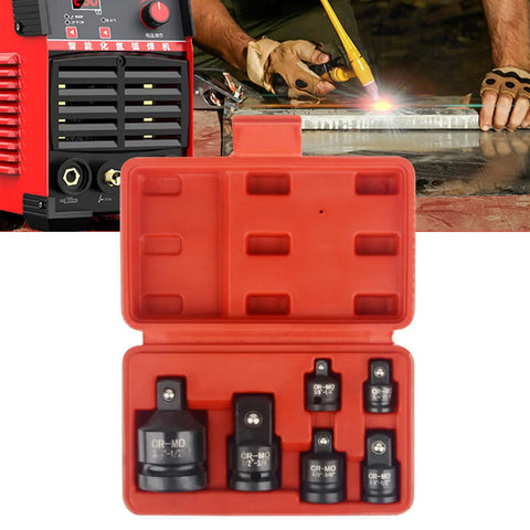 Heavy Duty 6 Piece Impact Socket Adapter Kit Set With Carrying Case For Reliable Driver Wrench Size Conversion Reducer Tools Perfect For Home Garage Or Shop Projects, red case open