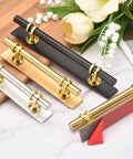 Two Pack Self Adhesive Door Pull Handles Black For Cabinets 127mm Long Easy Peel And Stick Mount No Screw Adhesive Cabinet Pulls Sturdy Backing Great For Cabinets Drawers Closets, black gold handles