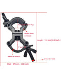 Two Pack 1 To 1.18 Inch Truss Dual Swivel Coupler Clamps For Stage DJ Lighting, Heavy Duty Aluminum 6061, 360 Degree Rotation, Wraparound Design, Fits 25 To 30mm Truss Tubing, Max Load 110lbs, TUV Certified. Dimensional view of truss clamp for 25-30mm pipe