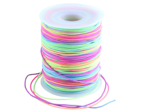 1.2mm Elastic Bead Cord For Jewelry Making, Rainbow Stretch String For Pony Beads And Kandi Bracelets, Necklaces And DIY Crafts, 100 Yards