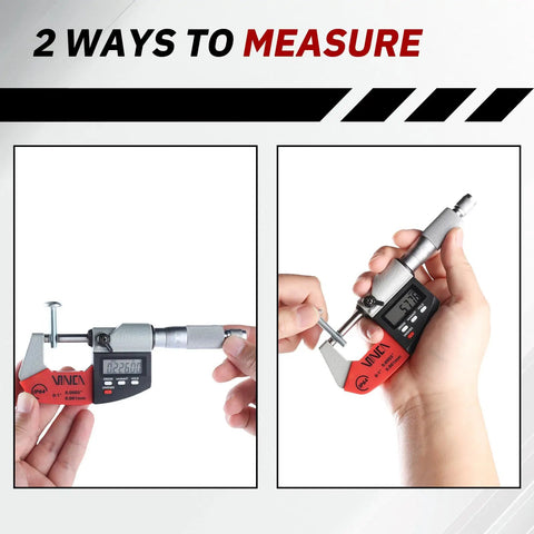 Next-Level Digital Micrometer 0 To 1 Inch And 0 To 25 mm Range, Ultra Precise 0.00005 Inch And 0.001 mm Resolution, IP64 Waterproof, Hold Function, Carbide Tip, Dual Readout LCD For Easy Machining QC And Precision Measuring