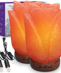 Flower Shape Pink Himalayan Salt Lamp With Wood Base And Dimmer, Handcrafted 7-8 Lbs, set with bulbs and cords