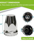 Truckers Favorite Flat Top Lug Nut Covers 20 Pack Chrome ABS Plastic Thread On 33mm To Two Point Seven Five Inch Anti Rust Screw