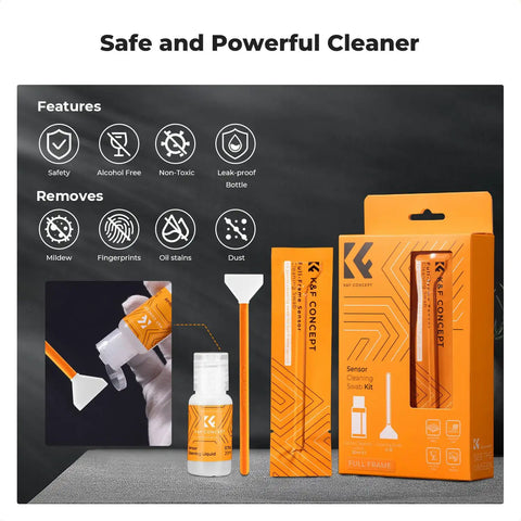 24mm Full Frame Sensor Cleaning Swab Kit With 10 Flexible Swabs And 20ml Sensor Cleaner For Nikon Sony Canon DSLR Cameras Pro Grade Safe Lint Free Cleaning packaging and contents