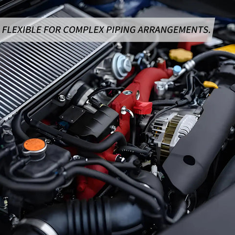 Six Feet High Performance Automotive Vacuum Line Kit With 64 Connectors For Car Piping System Perfect Fix For Your Ride Using Durable Silicone Hoses In Sizes From One Eighth To Three Eights Inch. Engine bay with flexible black silicone vacuum hose routing