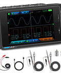 2-In-1 Handheld Oscilloscope With DDS Signal Generator, 50 MHz Bandwidth, 3.5 Inch IPS Screen, shown with probes