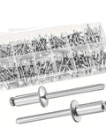 All In One Aluminum Blind Rivet Kit With 12 Sizes And 260 Pieces Assorted Rivets for Metalwork, view of rivets and storage case.