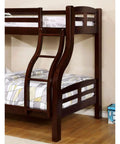 Twin Over Full Bunk Bed With Curved Ladder And Rails, Kid-Friendly Transitional Finish, Solid Wood And Engineered Wood Construction, 14 Slats Per Level For Solid Support, Safe Lock Joint Design