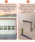Image showing barn door with stopper installation and secure design to prevent derailment, emphasizing performance and durability.