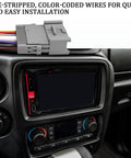 Universal Car Radio Wiring Harness Kit For Chevy GMC Hummer And More, aftermarket Stereo Adapter installed in dashboard