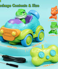 Dino RC Car For Toddlers Tot Friendly With Lights And Music Rechargeable Remote Controlled Dinosaur Toy For Ages 2 3 4 Includes USB Cable