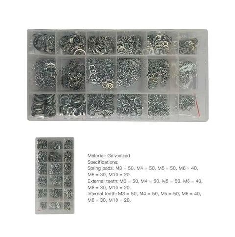 External And Internal Split Lock Washers Kit 720-Piece Assortment with visible compartments and specifications text