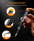 Ergonomic view of 52in1 Mini Precision Screwdriver Set With S2 Military Grade Alloy Bits, highlighting 360° rotation and strong magnetic design.