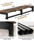 Heavy Duty Wall Mount Clothes Rack Featuring A Solid Wood Top Shelf And Rust Free Steel Framing For A No Fuss Entryway Setup that shows dimensions and load capacities.