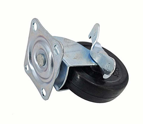 Heavy-Duty 3-Inch Polyurethane Caster Wheel with metal plate and locking brake for moving heavy items smoothly.