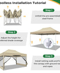 10x15 Heavy Duty Pop Up Canopy Tent With Sidewalls Pro Grade Gazebo installation steps illustration