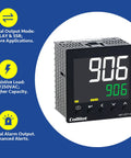 PID Temperature Controller With Dual Output Relay And SSR, LCD Display, Dual Alarm Outputs, K Type Thermocouple, AC100-240V, Panel Mount 96x96mm